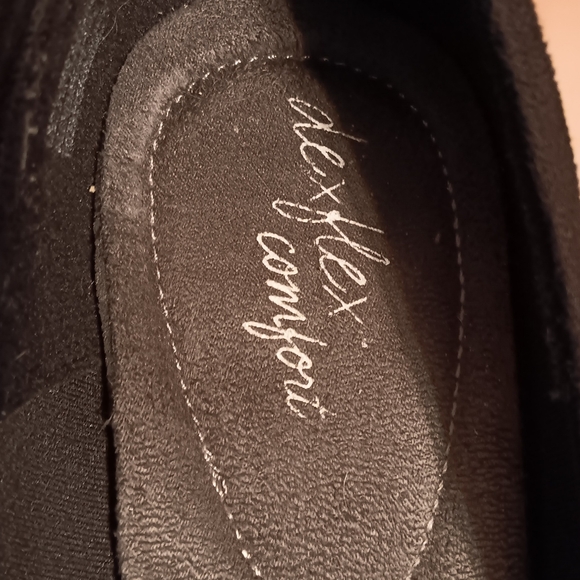 DEXFLEX Comfort Black Faux Suede Wedge Heel Slip On Shoes Size 11 - Picture 7 of 8